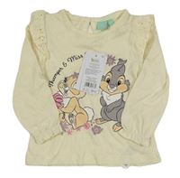 Nové - Krémové triko s Thumperem a volánky s madeirou Disney
