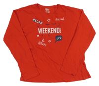 Červené triko s nápisem a řasami Pepperts