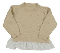 Béžový károvaný svetr s halenkou Shein