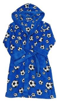 Modrý chlupatý župan s fotbalovými míči a kapucí Lupilu