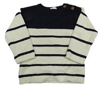 Tmavomodro-smetanový svetr s pruhy F&F