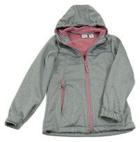 Šedá melírovaná softshellová bunda s kapucí L&D