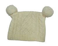Smetanová pletená čepice s bambulemi Topomini