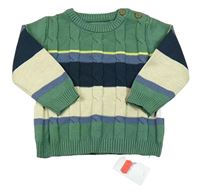 Zeleno-tmavomodro-béžový svetr Nutmeg