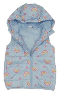 Světlemodrá šusťáková zateplená vesta s duhami a kapucí Lily & Dan