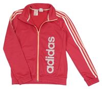 Malinová sportovní propínací mikina s nápisem Adidas