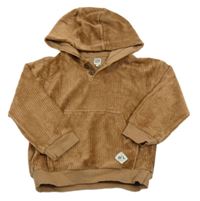 Hnědá žebrovaná sametová mikina s kapucí LaRedoute