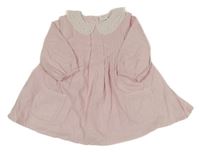 Světlerůžové manšestrové šaty s límečkem Next