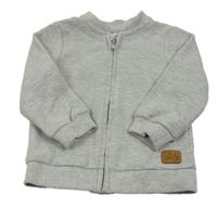 Šedá melírovaná žebrovaná propínací mikina C&A