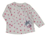 Bílá fleecová mikina s hvězdami a králíky Ergee