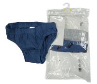 Nové - 3x slipy - tmavomodré + šedé melírované + tmavomodré se stavebními stroji Dunnes