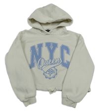 Světlešedá crop mikina s nápisem a kapucí C&A