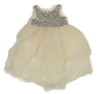 Smetanové tylovo/flitrové slavnostní šaty H&M