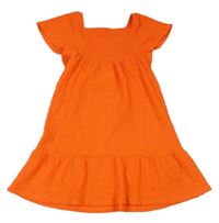 Neonově oranžové mačkané šaty Primark