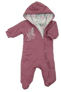 Vínová zateplená kombinéza s plameňáky a kapucí