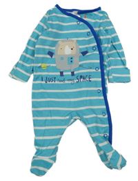 Azurovo-bílý pruhovaný overal s medvědem C&A