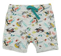 Světlešedé melírované teplákové kraťasy s Looney Tunes