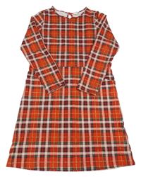 Červeno-barevné kostkované třpytivé šaty H&M