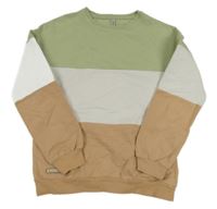 Zeleno-bílo-béžová mikina 