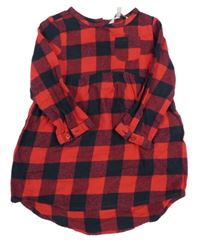 Červeno-černé kostkované šaty E-Vie