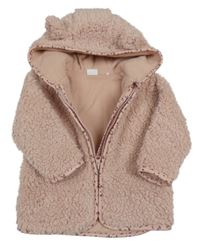 Světlerůžová huňatá podšitá propínací mikina s kapucí F&F