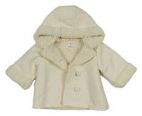 Bílý fleecový zateplený kabátek s kapucí 
