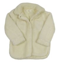 Smetanová huňatá podšitá bunda s límečkem H&M