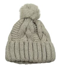 Šedá vzorovaná pletená čepice s bambulí H&M