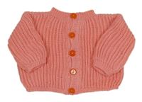 Růžový propínací svetr 