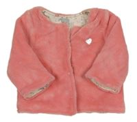 Růžová chlupatá oboustranná propínací mikina 