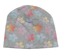 Šedá bavlněná čepice s barevnými květinami C&A