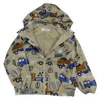 Béžová šusťáková jarní bunda s bagry a kapucí H&M