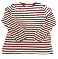 Vínovo-bílé pruhované triko Primark