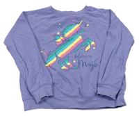 Fialová mikina s barevným jednorožcem bpc