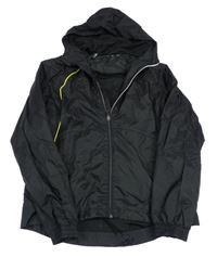 Černá šusťáková funkční jarní bunda s kapucí 