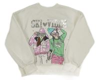 Bílá mikina s dívkami a nápisem Tu