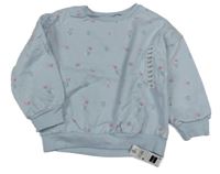 Nové - světlemodrá květovaná mikina dunnes 