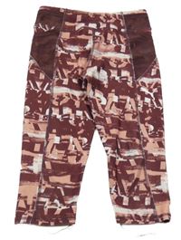 Hnědo-vínové vzorované sportovní crop legíny Puma