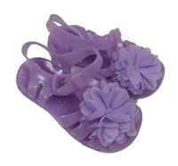 Nové - fialové gumové sandále s květinami George vel. 22