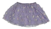 Lila tylová sukně s motýlky 
