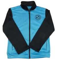 Modro-černá sportovní propínací mikina s nápisem 