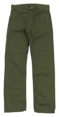 Tmavozelené plátěné kalhoty H&M
