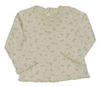 Smetanové vzorované květované triko H&M