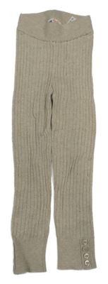 Béžové žebrované pletené legíny H&M