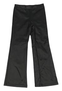 Černé flare koženkové kalhoty H&M