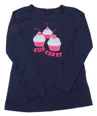 Tmavomodré triko s cupcakes