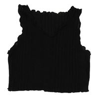 Černý žebrovaný crop top Shein