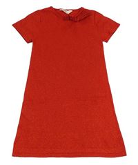 Červené třpytivé svetrové šaty s mašlí H&M