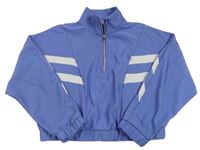 Fialovo-bílá žebrovaná crop mikina Primark