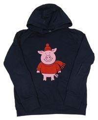 Tmavomodrá mikina s prasátkem a kapucí M&S